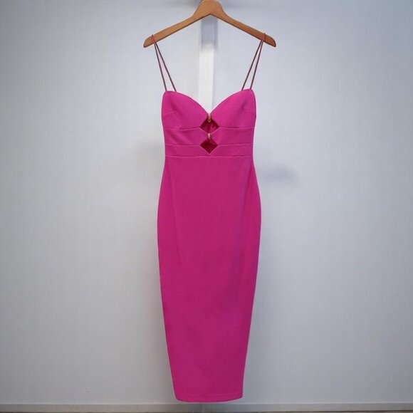 NWT Nookie Muse Bodycon Midi Dress in Neon Pink - Picture 9 of 9